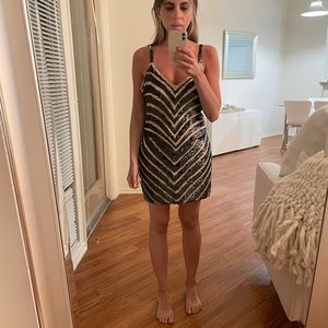 Parker Black Sequin Mini Dress Small
